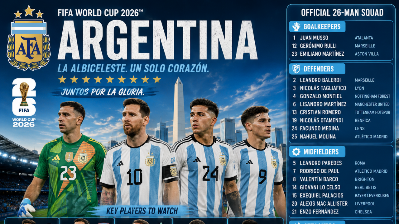 Argentina World Cup 2026 Squad: Full Official 26-Man List, Messi’s Final Dance & La Albiceleste Predictions