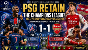 PSG 1-1 Arsenal (4-3 Pens): PSG Retain Champions League Title in Penalty Heartbreak for the Gunners