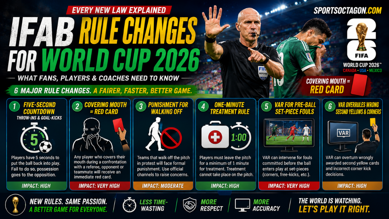 IFAB Rule Changes for World Cup 2026: Every New Law Explained — Red Cards, VAR, Five-Second Countdown & More